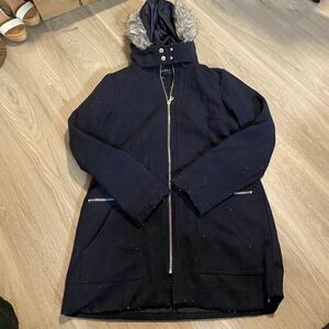 metaphor, navy blue winter jacket, medium